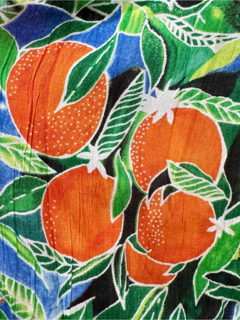 Tropical Orange Citrus Boho Maxi Skirt Size M Flowy Rayon Drawstring Waist - Picture 4 of 8